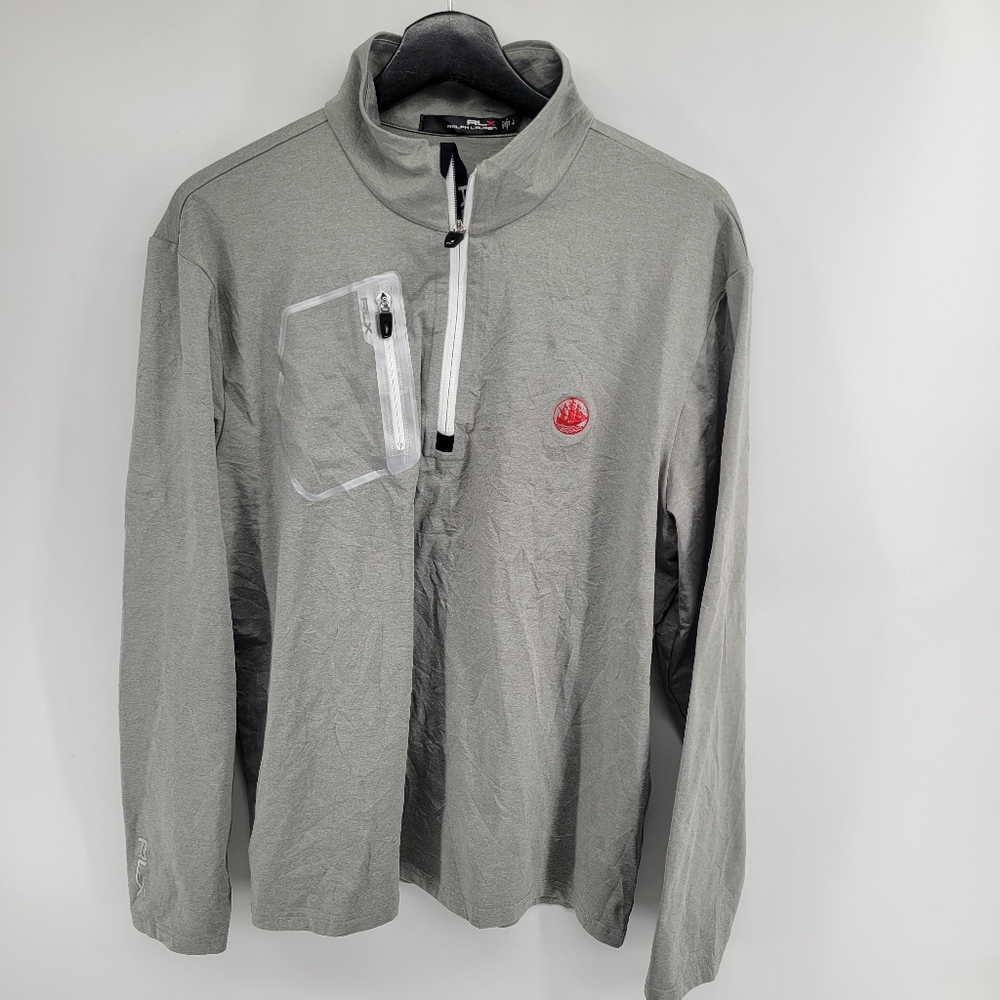 RLX Ralph Lauren Gray Quarter-Zip Pullover with Red Logo Size Large